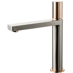 Exil hoge wastafelmengkraan inox look en roségoud – Essebagno Exil hoge wastafelmengkraan inox look en roségoud – Essebagno