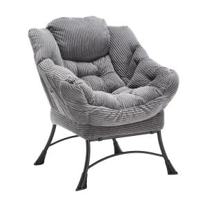 Fauteuil 71x71x80 cm met voetenbankje, opbergruimte en kussens in grijs voor woonkamer en slaapkamer Fauteuil 71x71x80 cm met voetenbankje, opbergruimte en kussens in grijs voor woonkamer en slaapkamer