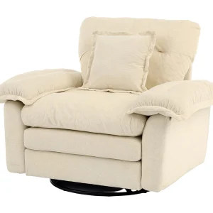 Fluwelen teddy fauteuil – individuele stoel met houten poten – dik kussen – beige Fluwelen teddy fauteuil – individuele stoel met houten poten – dik kussen – beige