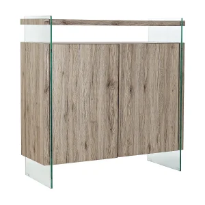 Dressoir van gehard glas en MDF, 120x44x120 cm, naturel.