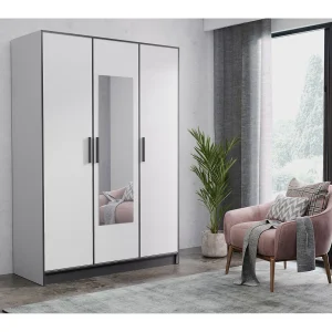 Driedelige kledingkast ROJ 3D – Wit Driedelige kledingkast ROJ 3D – Wit
