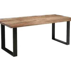 Eettafel LODEN 200 cm – Blad van massief mangohout en zwarte metalen poten