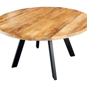 Eettafel LODEN – Massief hout en metaal – 140 cm – Rond – Industriële stijl