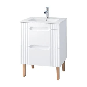 FIDJI badkamerset: onderkast 60cm + witte inbouwwastafel + sifon + poten FIDJI badkamerset: onderkast 60cm + witte inbouwwastafel + sifon + poten