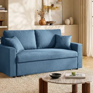 Driezits bedbank van stof INIZOR – Kleur: Turquoise Driezits bedbank van stof INIZOR – Kleur: Turquoise
