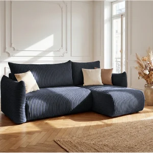 Floti mini hoekbank, voor de woonkamer, met slaapfunctie, Tilia-stof, marineblauw (77) Floti mini hoekbank, voor de woonkamer, met slaapfunctie, Tilia-stof, marineblauw (77)