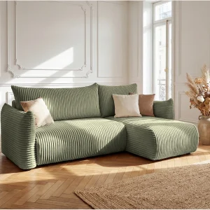 Floti mini hoekbank, voor de woonkamer, met slaapfunctie, Tilia-stof, olijfgroen (37) Floti mini hoekbank, voor de woonkamer, met slaapfunctie, Tilia-stof, olijfgroen (37)