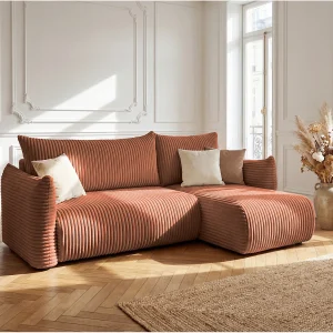 Floti mini hoekbank, voor de woonkamer, met slaapfunctie, Tilia-stof, baksteenrood (52) Floti mini hoekbank, voor de woonkamer, met slaapfunctie, Tilia-stof, baksteenrood (52)