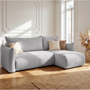 Floti mini hoekbank, voor de woonkamer, met slaapfunctie, Tilia-stof, grijs (86) Floti mini hoekbank, voor de woonkamer, met slaapfunctie, Tilia-stof, grijs (86)
