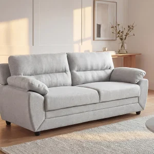 Vaste driezitsbank van beige stof met eigentijdse stijl MANOA Vaste driezitsbank van beige stof met eigentijdse stijl MANOA