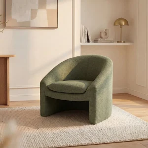 Fauteuil van groene stof met designstijl OSSANA Fauteuil van groene stof met designstijl OSSANA