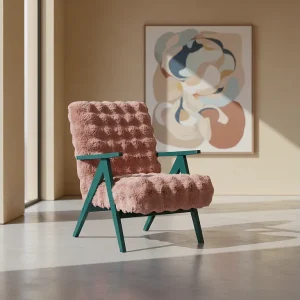 Fauteuil Capri – Bouclé Oudroze – Groene Poten – Retro Stijl Fauteuil Capri – Bouclé Oudroze – Groene Poten – Retro Stijl
