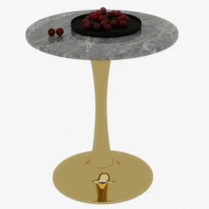 Ronde salontafel, minimalistisch ontwerp, multifunctioneel, verfijnde sfeer, kunstmarmer, goud Ronde salontafel, minimalistisch ontwerp, multifunctioneel, verfijnde sfeer, kunstmarmer, goud