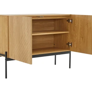 Dressoir 100x40x75 cm met opbergkasten met twee deuren, spaanplaat, natuurlijke kleur, voor woonkamer