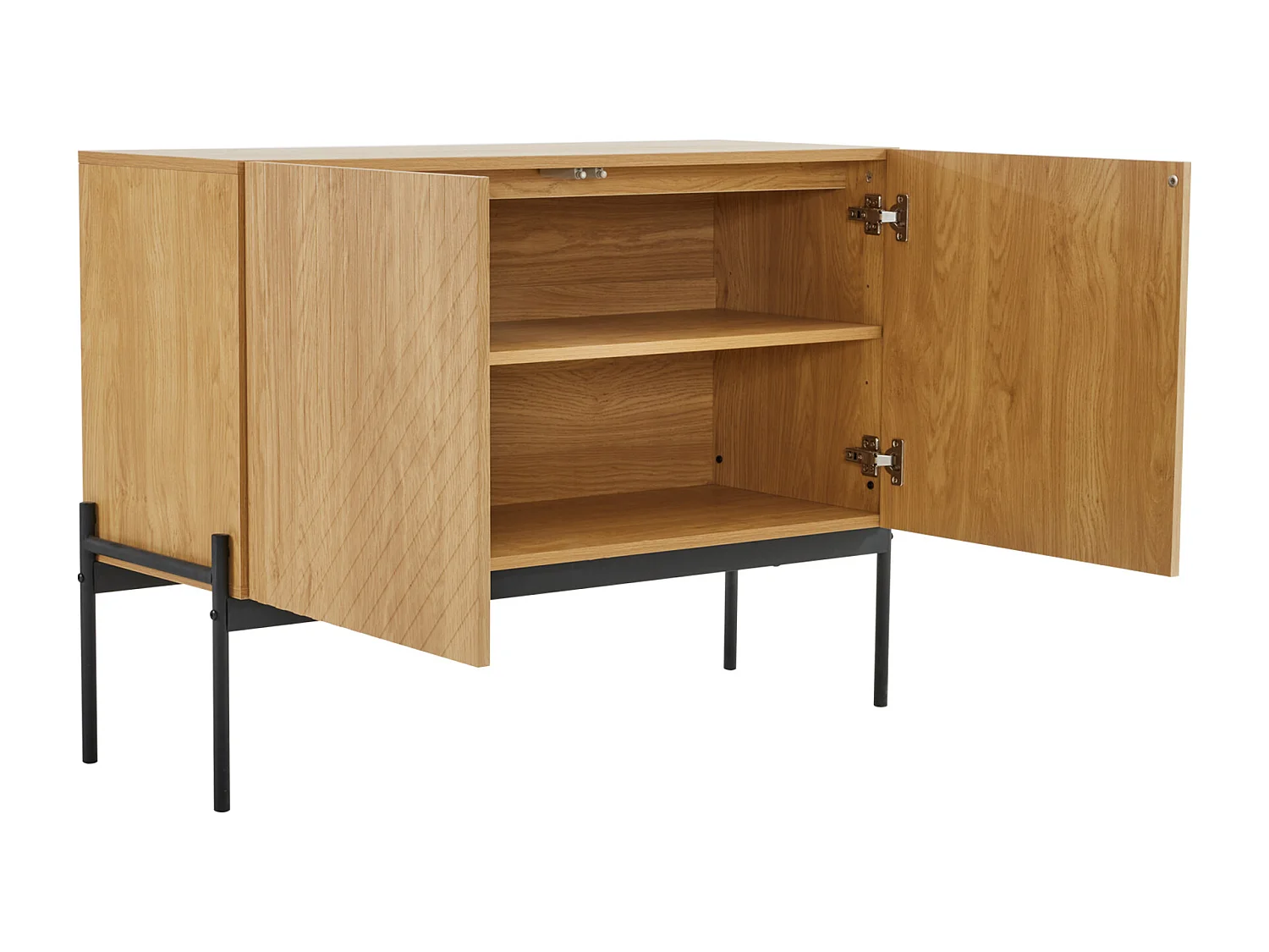 Dressoir 100x40x75 cm met opbergkasten met twee deuren, spaanplaat, natuurlijke kleur, voor woonkamer