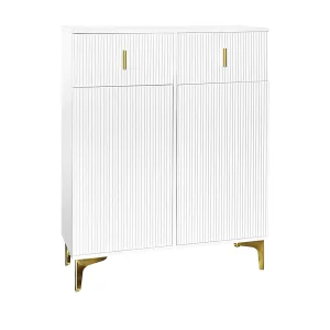 Dressoir 83x35x101 cm met verstelbare planken en lades van spaanplaat in wit voor woonkamer/eetkamer Dressoir 83x35x101 cm met verstelbare planken en lades van spaanplaat in wit voor woonkamer/eetkamer