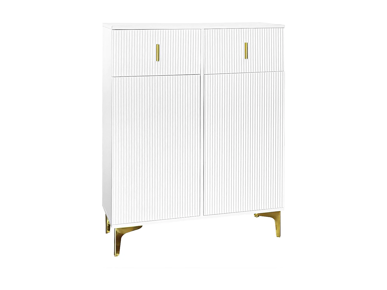 Dressoir 83x35x101 cm met verstelbare planken en lades van spaanplaat in wit voor woonkamer/eetkamer