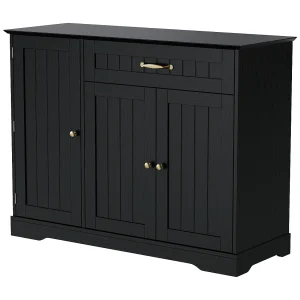 Dressoir 150x40x80 cm met verstelbare verdelers, zwarte spaanplaat, voor woonkamer Dressoir 150x40x80 cm met verstelbare verdelers, zwarte spaanplaat, voor woonkamer