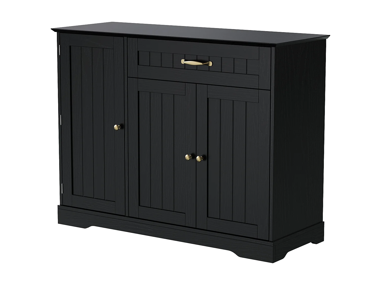 Dressoir 150x40x80 cm met verstelbare verdelers, zwarte spaanplaat, voor woonkamer