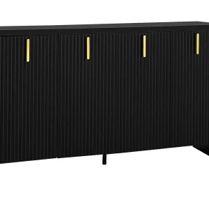 Dressoir 140x38x80 cm met verstelbare en uitneembare tussenschotten van zwarte spaanplaat voor de eetkamer Dressoir 140x38x80 cm met verstelbare en uitneembare tussenschotten van zwarte spaanplaat voor de eetkamer