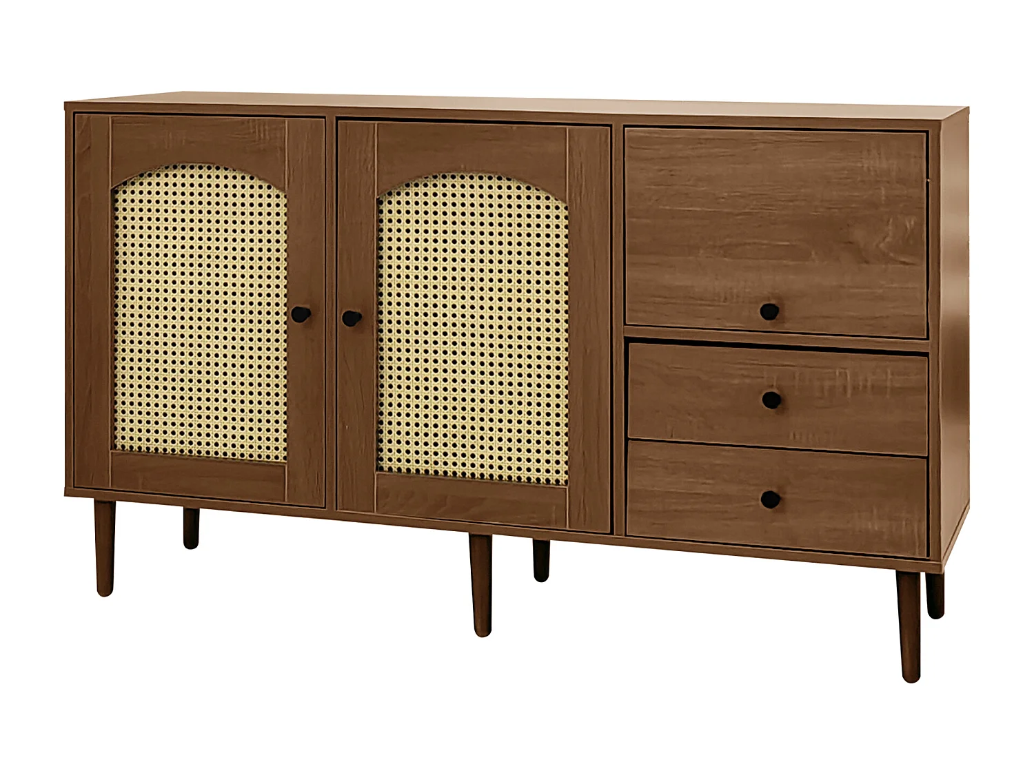 Dressoir 130x40x75,5 cm met verstelbare verdelers, spaanplaat, natuurlijke kleur, voor woonkamer