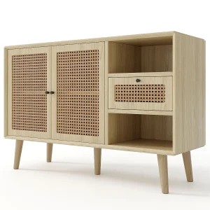 Dressoir 120x40x80 cm met één lade, twee magnetische deuren en verstelbare planken. Gemaakt van MDF. Naturel. Geschikt voor zowel de woonkamer als de eetkamer.