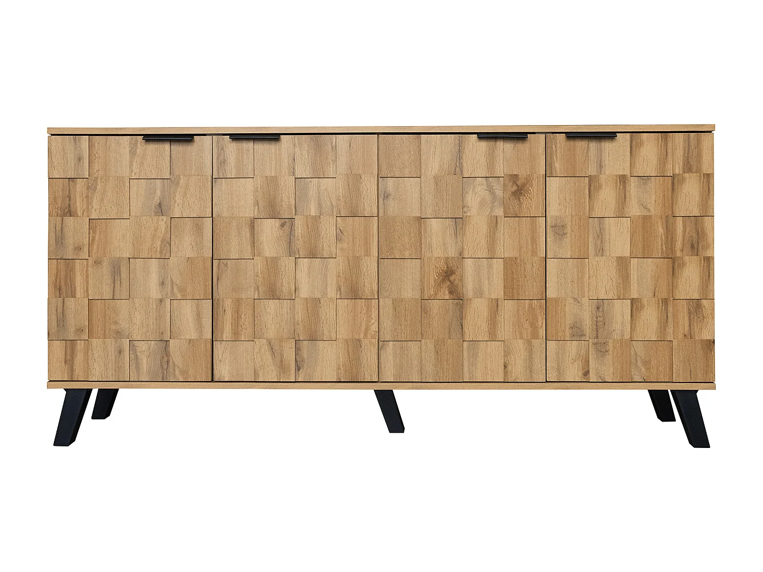 Dressoir 160,5x35,5x78 cm met verstelbare tussenschotten van spaanplaat in natuurlijke kleur voor woonkamer en keuken