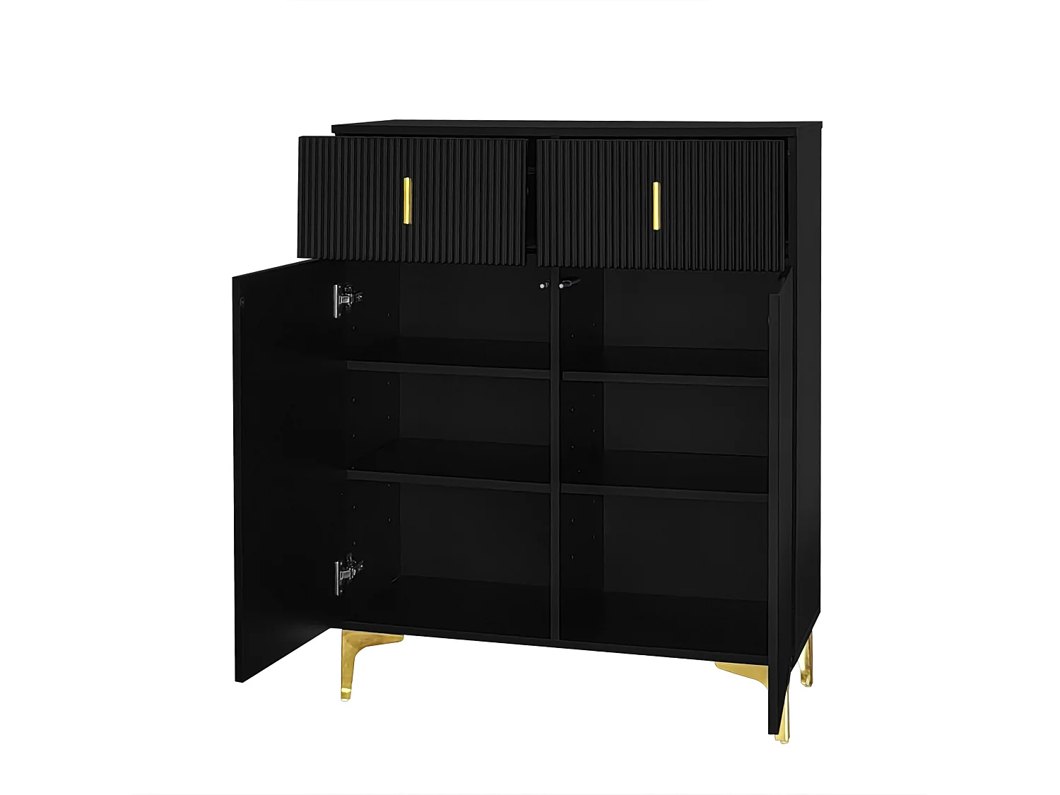 Dressoir 83x35x101 cm met verstelbare planken en lades van zwarte spaanplaat voor woonkamer/eetkamer