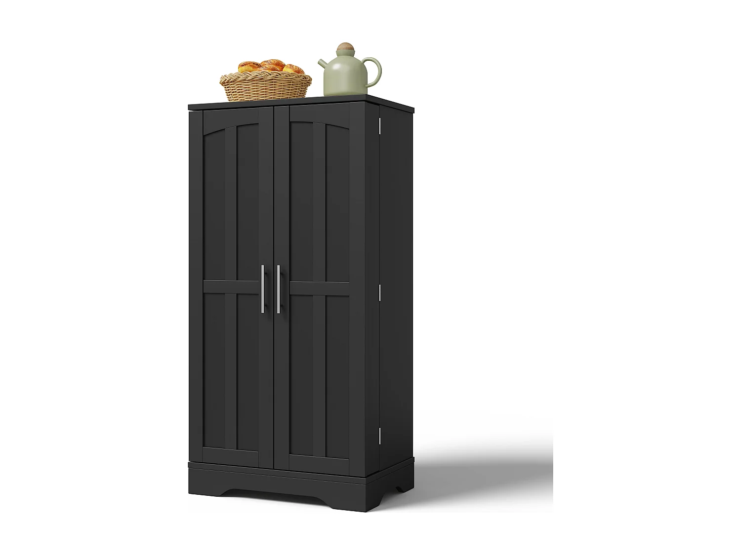 Dressoir 60x40x120,5 cm met ledverlichting, verstelbare planken en opbergruimte met dubbele deur. Gemaakt van zwart MDF, geschikt voor zowel de woonkamer