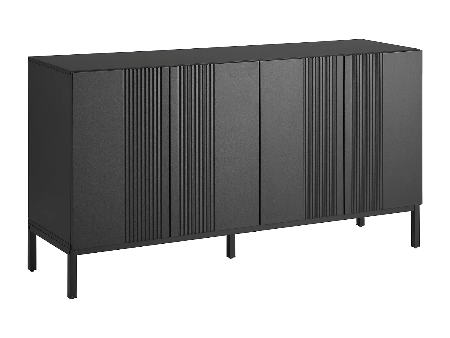 Dressoir 160x40x80 cm met verstelbare verdelers, zwarte spaanplaat, voor woonkamer