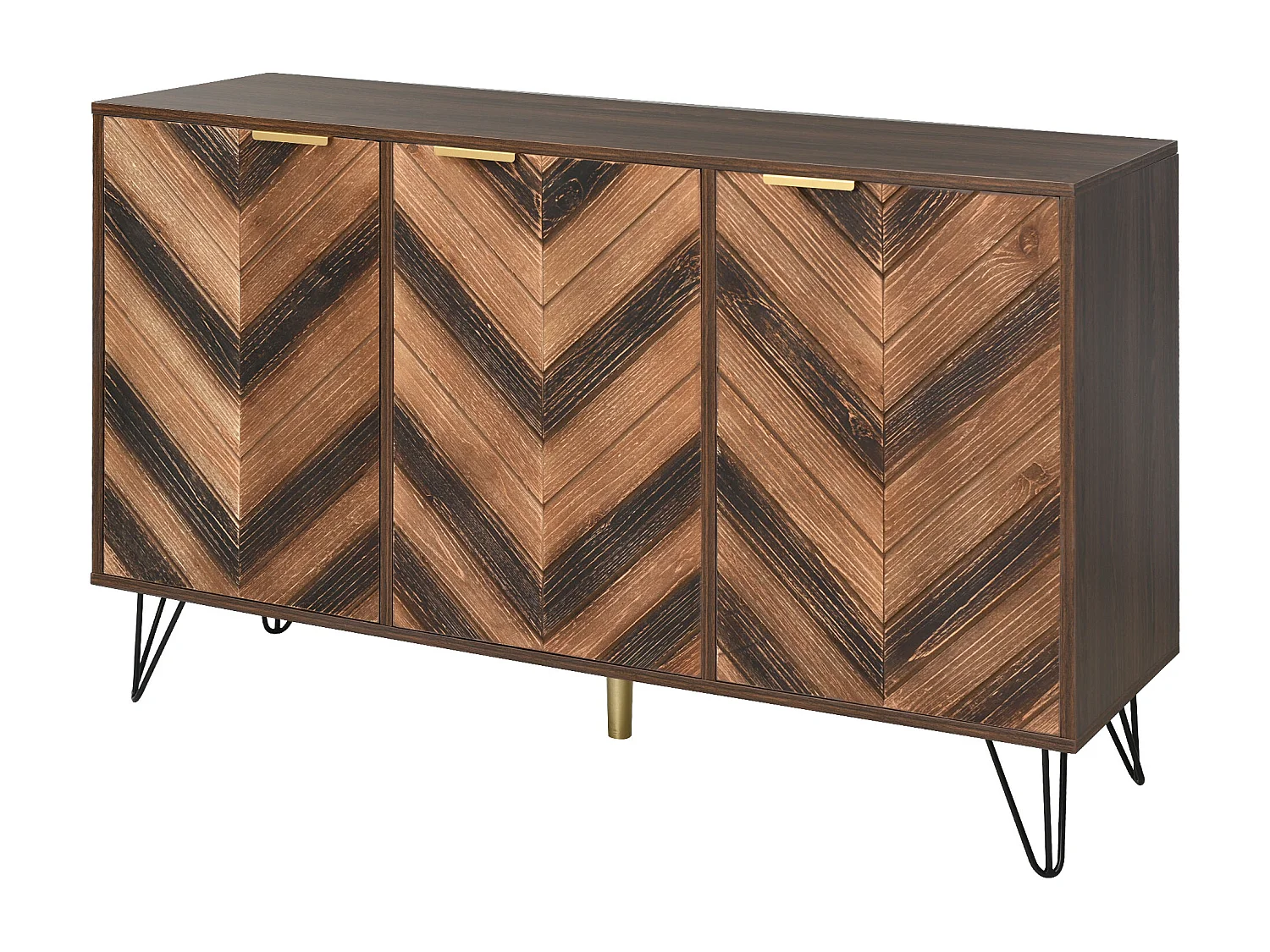 Dressoir met 3 deuren 120x38x76,5 cm met laminaat en kleine kastjes Materiaal spaanplaat Natuurlijke kleur voor keuken