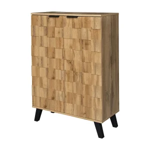 Dressoir 80,5x35x109,5 cm met vijf verstelbare planken van spaanplaat Natuurlijke kleur voor woonkamer en keuken Dressoir 80,5x35x109,5 cm met vijf verstelbare planken van spaanplaat Natuurlijke kleur voor woonkamer en keuken
