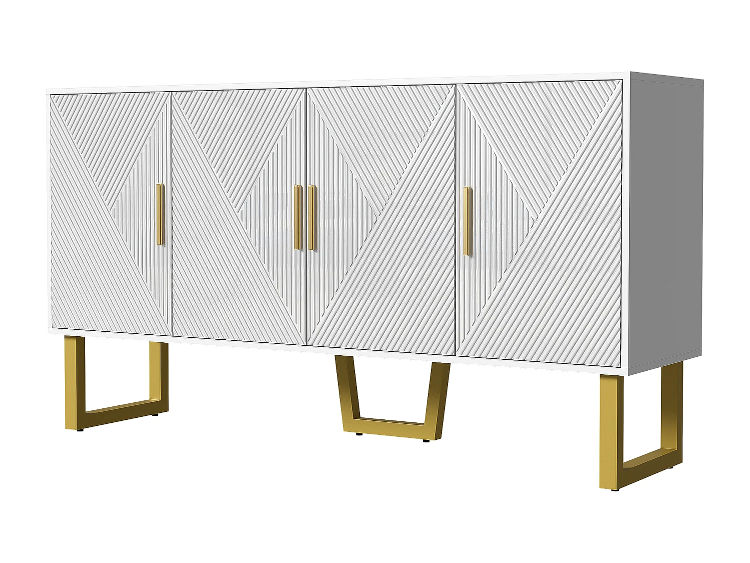 Dressoir 150x40x82 cm met verstelbare tussenschotten, gemaakt van MDF en spaanplaat in de kleur wit, voor woonkamer en keuken
