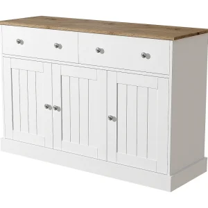 Dressoir 120x36x80,5 cm met twee lades en opbergruimte, spaanplaat in wit, voor woonkamer Dressoir 120x36x80,5 cm met twee lades en opbergruimte, spaanplaat in wit, voor woonkamer