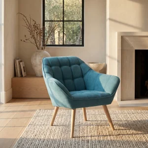 Fauteuil van stof CASERTA – Blauw – Koop nu eenvoudig en goedkoop online Fauteuil van stof CASERTA – Blauw – Koop nu eenvoudig en goedkoop online