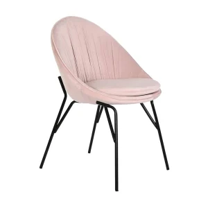 Fluweelzachte metalen stoel 60x60x85 roze Fluweelzachte metalen stoel 60x60x85 roze