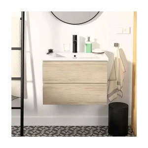 Enkele wastafelset 60cm met keramische bovenkant en zwarte kraan SORRENTO Enkele wastafelset 60cm met keramische bovenkant en zwarte kraan SORRENTO
