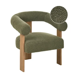 Fauteuil ILBRO Bouclé Groen/Donkerbruin Fauteuil ILBRO Bouclé Groen/Donkerbruin