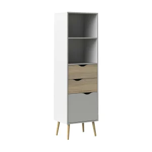 Dtean boekenkast, Kantoorplank, Boekenkast, Bibliotheek, 50×39 h171 cm, Wit en Eiken Dtean boekenkast, Kantoorplank, Boekenkast, Bibliotheek, 50×39 h171 cm, Wit en Eiken