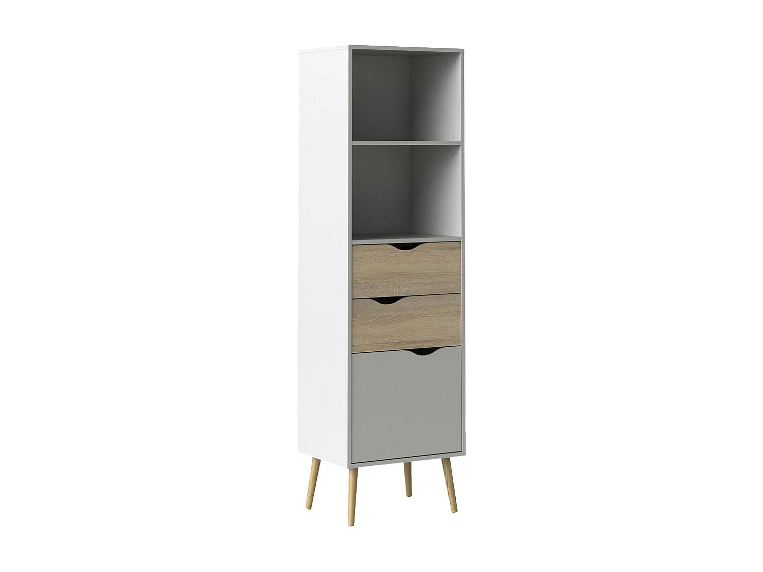Dtean boekenkast, Kantoorplank, Boekenkast, Bibliotheek, 50x39 h171 cm, Wit en Eiken