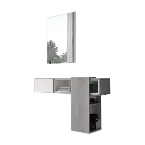 Halmeubel Limbadi, inclusief spiegel, 100x31x75h cm cementgrijs, één legplank, kapstok Halmeubel Limbadi, inclusief spiegel, 100x31x75h cm cementgrijs, één legplank, kapstok