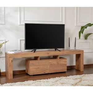 "Enclave" Houten TV-standaard – Modern Design – Bruin – 180 x 31 x 50 cm – 2 Deuren – 3 Planken
