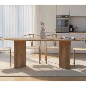 Moderne houten eettafel "Sabella" 200 x 90 x 75 cm – Sapphire Oak, ovale vorm voor 6 personen Moderne houten eettafel "Sabella" 200 x 90 x 75 cm – Sapphire Oak, ovale vorm voor 6 personen