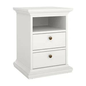 Drossin nachtkastje, Lage ladekast, Nachtkastje, Bedplank, 44×40 h59 cm, Wit Drossin nachtkastje, Lage ladekast, Nachtkastje, Bedplank, 44×40 h59 cm, Wit
