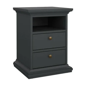 Drossin nachtkastje, Lage ladekast, Nachtkastje, Bedplank, 44×40 h59 cm, Grijs Drossin nachtkastje, Lage ladekast, Nachtkastje, Bedplank, 44×40 h59 cm, Grijs