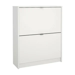Schoenenkast Larry, 12 paar, 70x24x85h cm Wit, schoenenopbergkast, 2 deuren, 4 vakken Schoenenkast Larry, 12 paar, 70x24x85h cm Wit, schoenenopbergkast, 2 deuren, 4 vakken