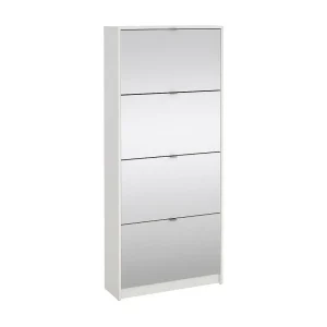Schoenenkast Aepytus, 24 paar, 70x24x162h cm wit, schoenenopbergkast, 4 deuren, 8 vakken Schoenenkast Aepytus, 24 paar, 70x24x162h cm wit, schoenenopbergkast, 4 deuren, 8 vakken