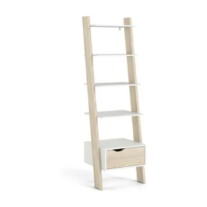Dsol boekenkast, Kantoorplank, Boekenkast, Bibliotheek, 55×48 h180 cm, Wit en Eiken Dsol boekenkast, Kantoorplank, Boekenkast, Bibliotheek, 55×48 h180 cm, Wit en Eiken