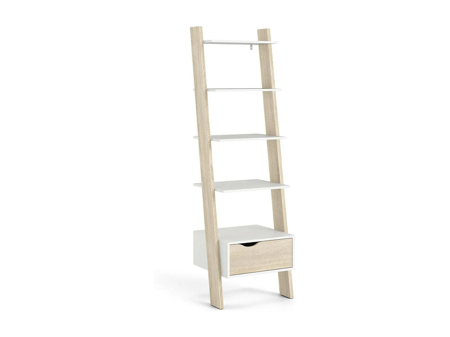 Dsol boekenkast, Kantoorplank, Boekenkast, Bibliotheek, 55x48 h180 cm, Wit en Eiken