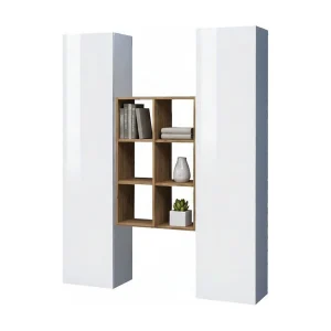 Dressoir Franco 30x40x180h cm Wit Glans, 14 Planken, 16 Vakken, 2 Deuren, Made in Italy Dressoir Franco 30x40x180h cm Wit Glans, 14 Planken, 16 Vakken, 2 Deuren, Made in Italy